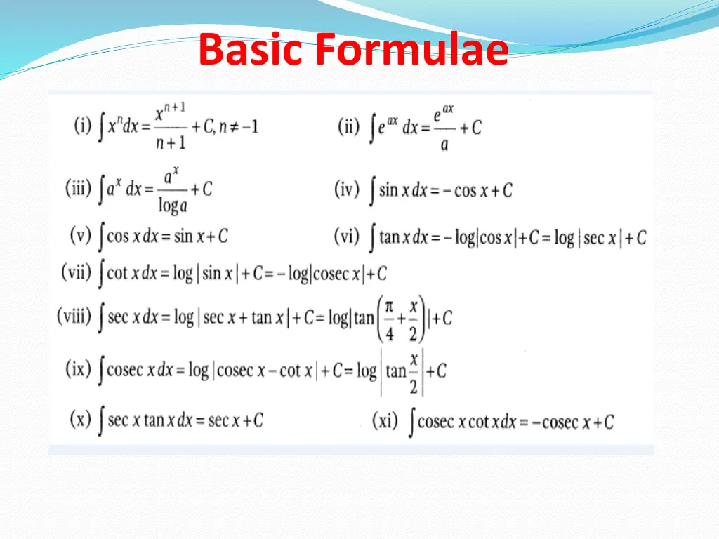 basic formulae