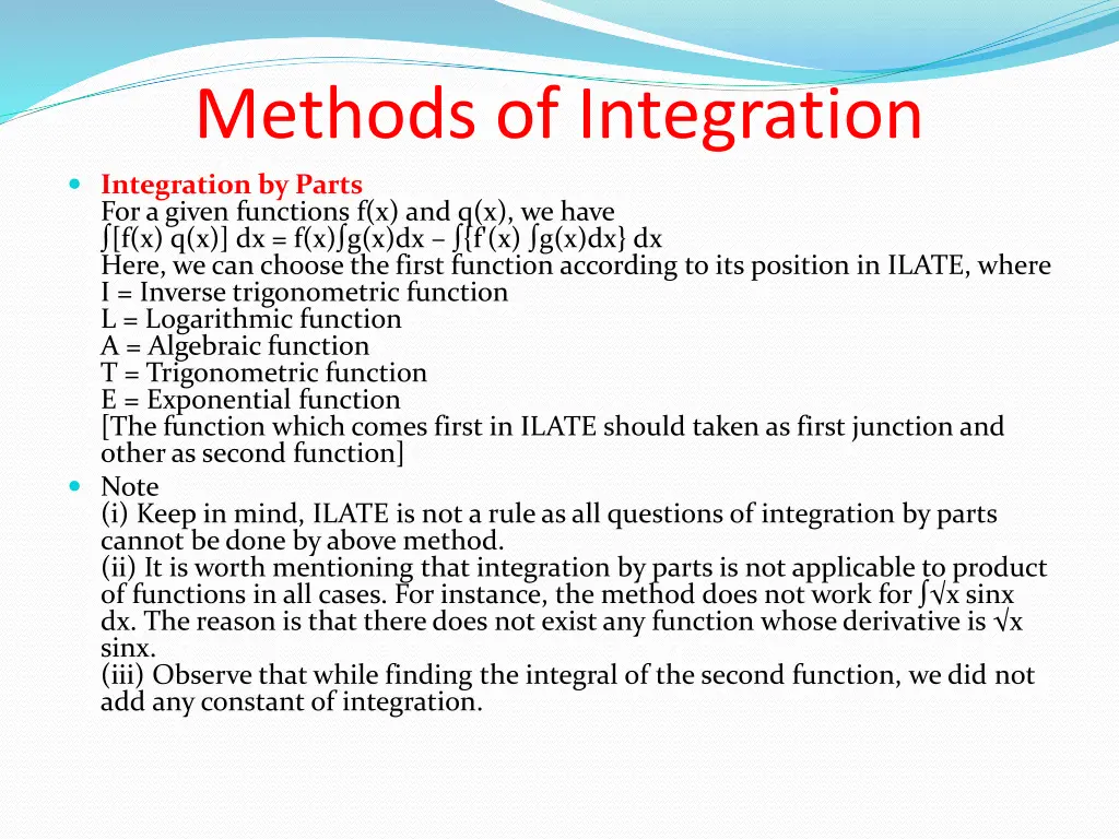 methods of integration 1