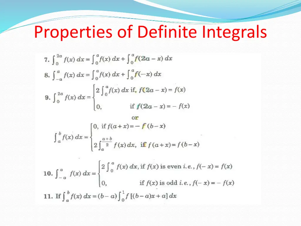 properties of definite integrals 1