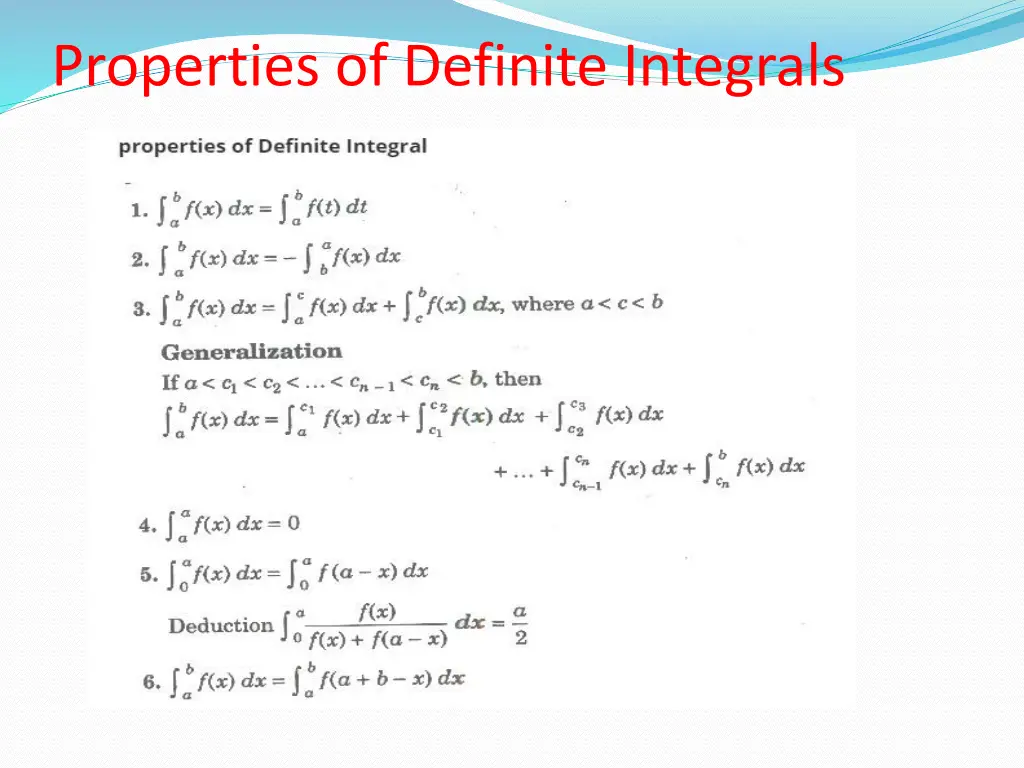 properties of definite integrals