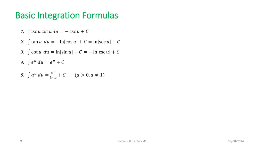 basic integration formulas basic integration 1