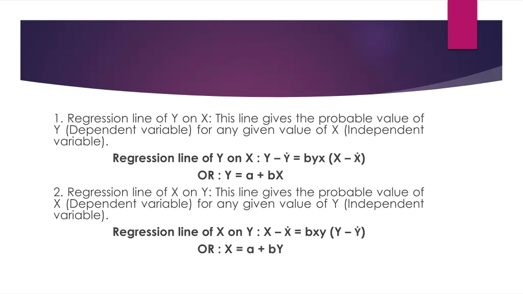 1 regression line of y on x this line gives