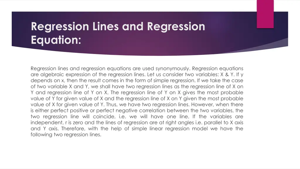 regression lines and regression equation