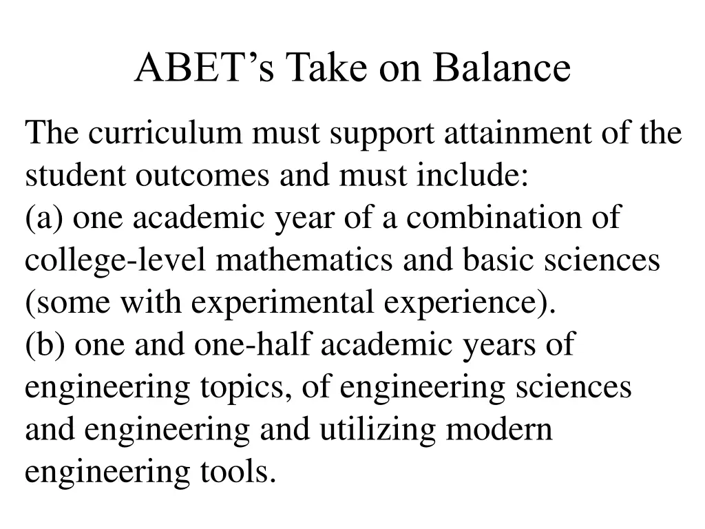 abet s take on balance