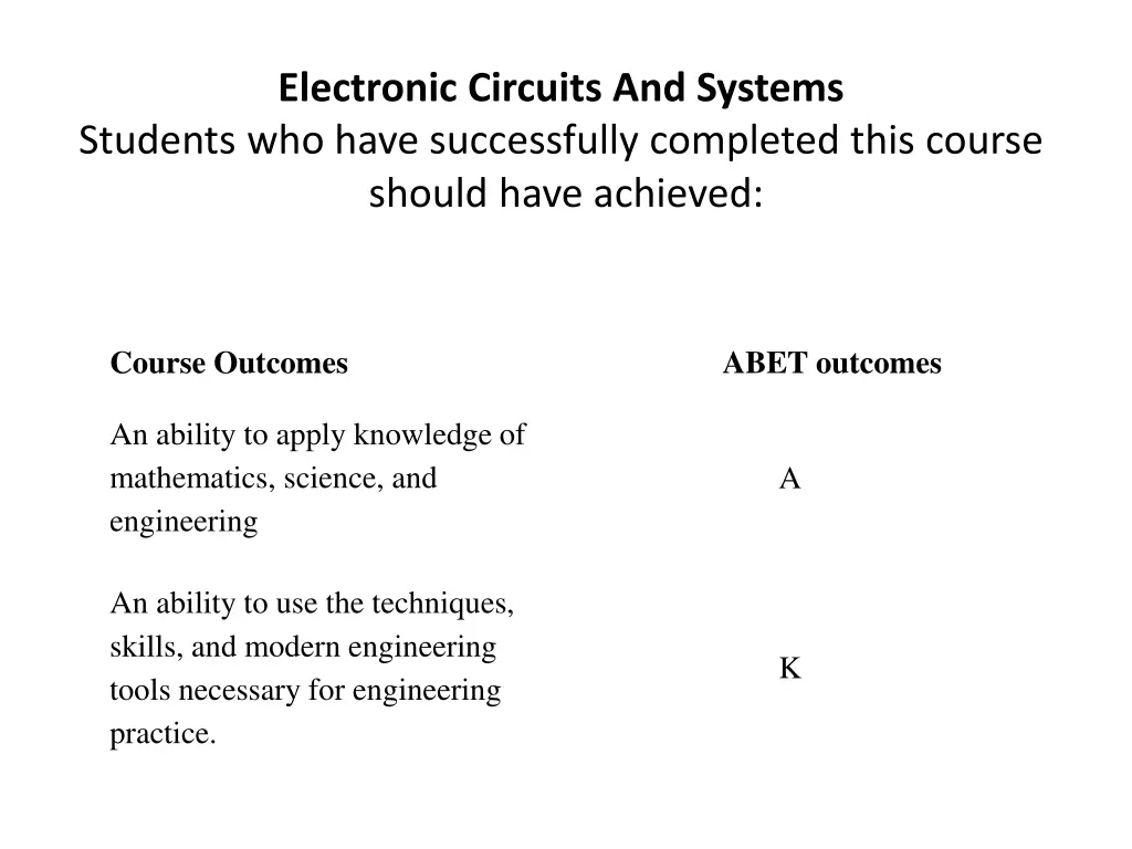 electronic circuits and systems students who have