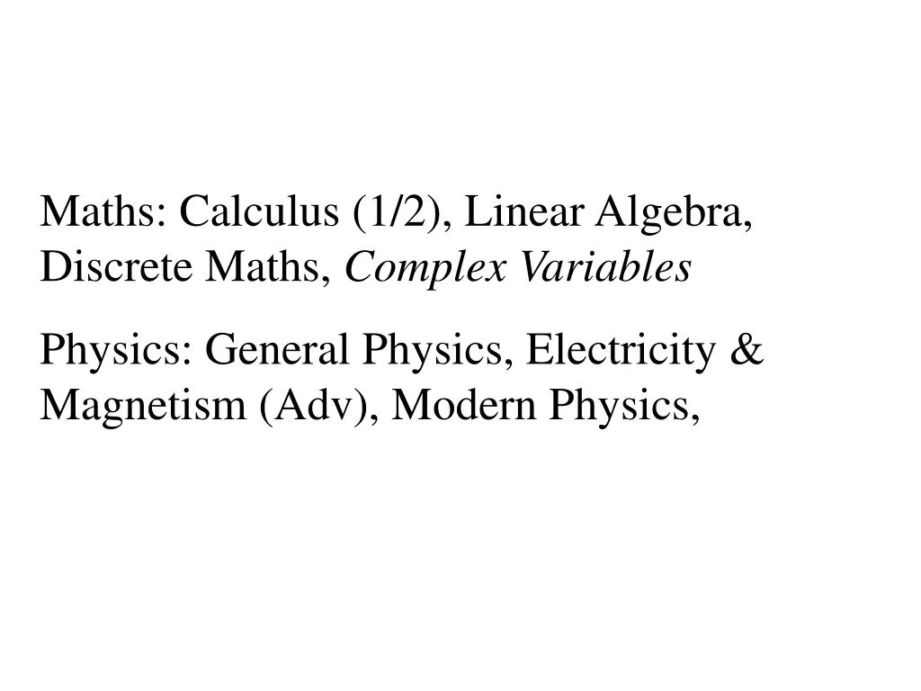 maths calculus 1 2 linear algebra discrete maths