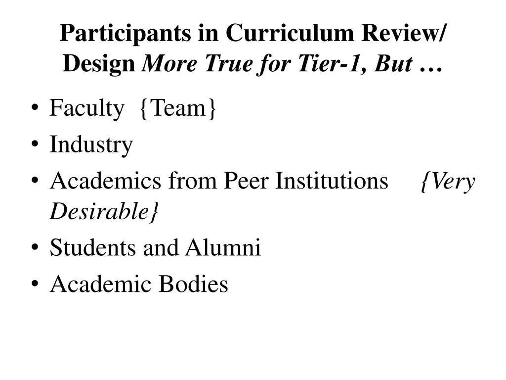 participants in curriculum review design more