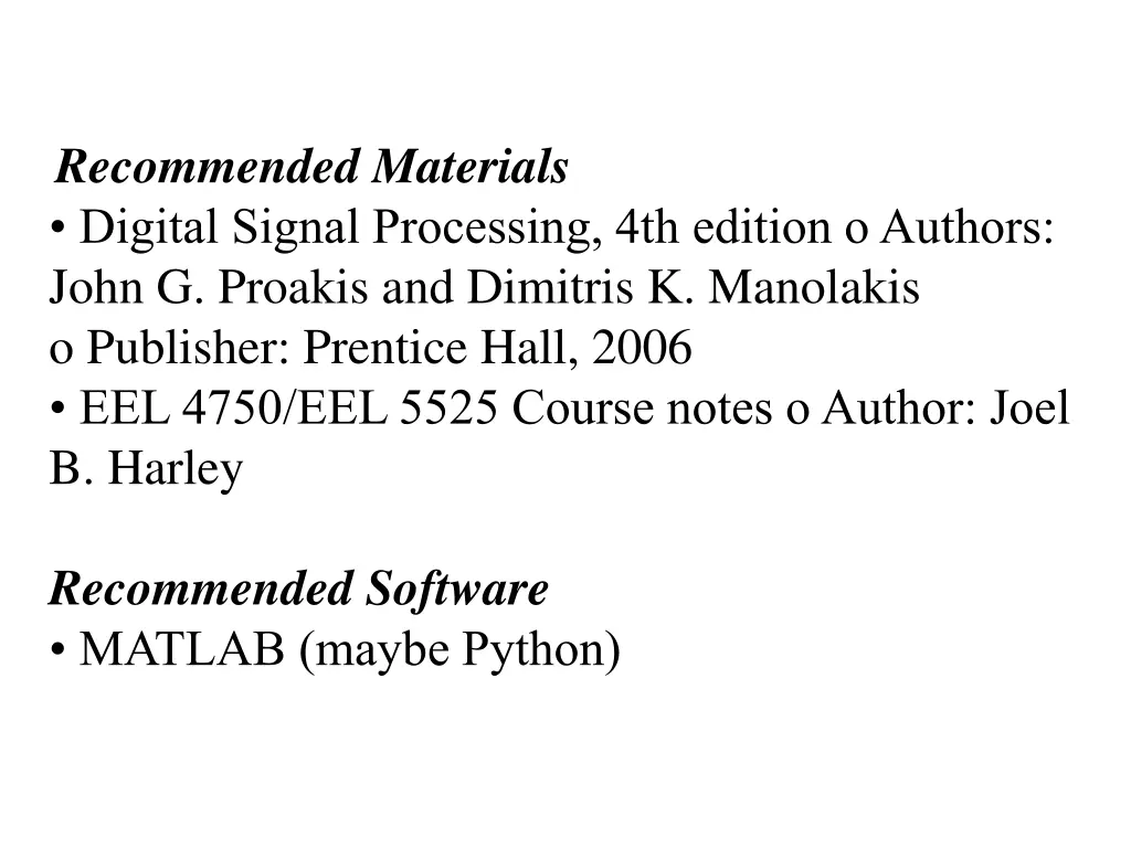 recommended materials digital signal processing