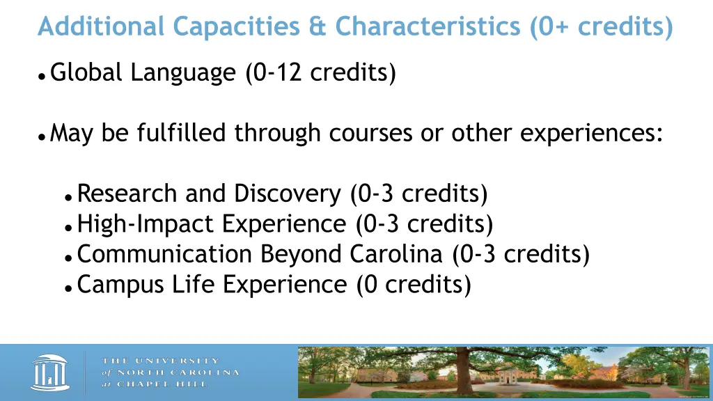 additional capacities characteristics 0 credits