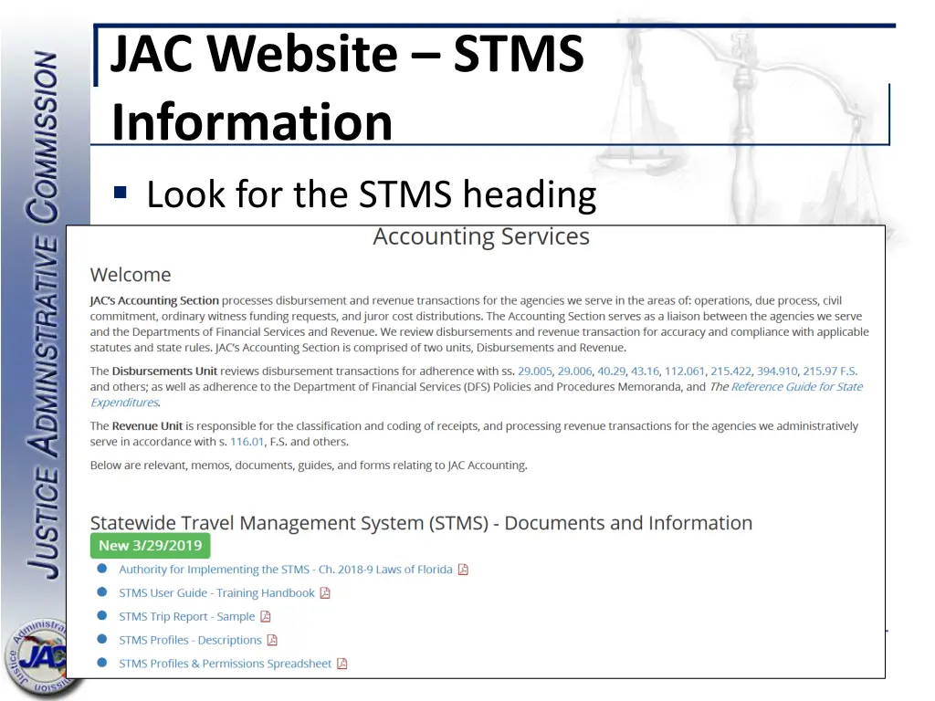 jac website stms information look for the stms