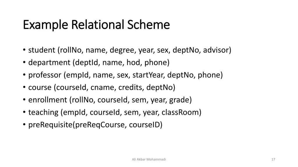 example relational scheme example relational 2