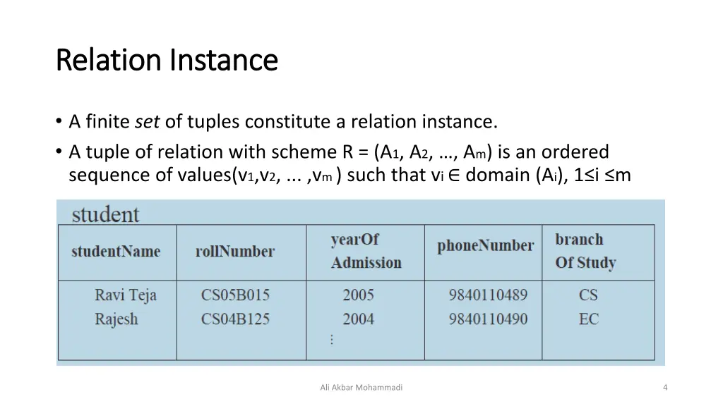 relation instance relation instance