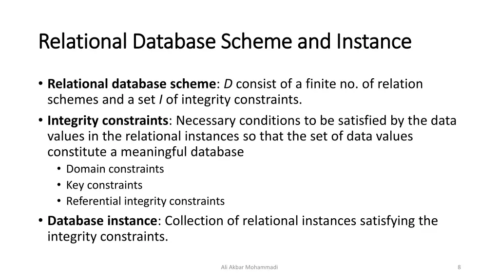 relational database scheme and instance