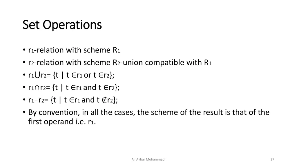 set operations set operations