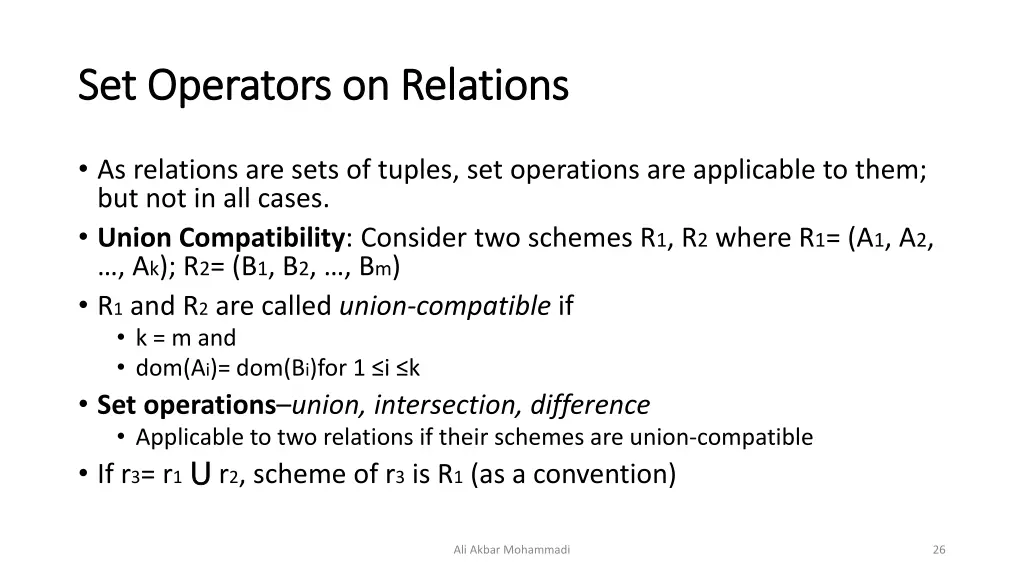 set operators on relations set operators