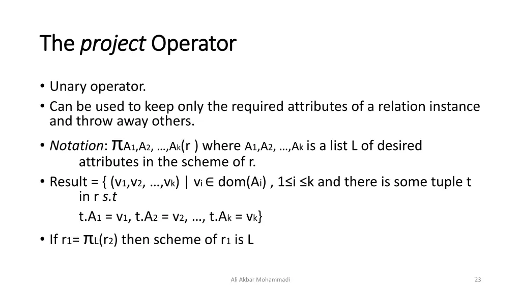 the the project project operator