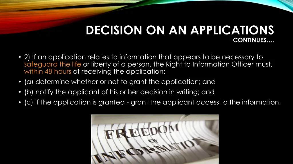 decision on an applications 1