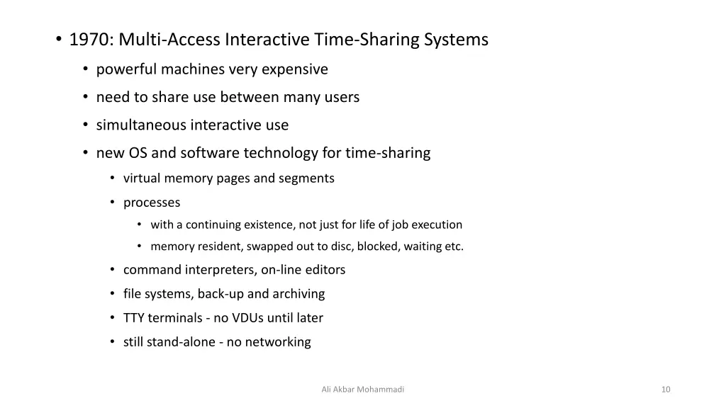 1970 multi access interactive time sharing systems