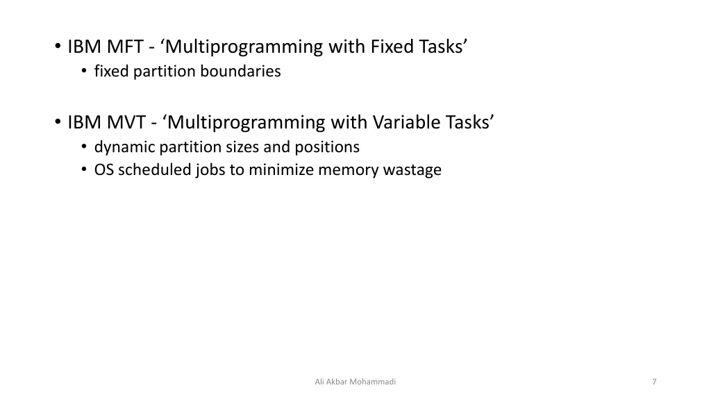 ibm mft multiprogramming with fixed tasks fixed