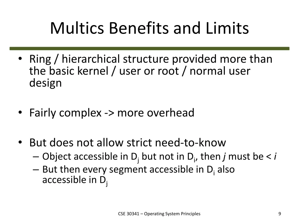 multics benefits and limits