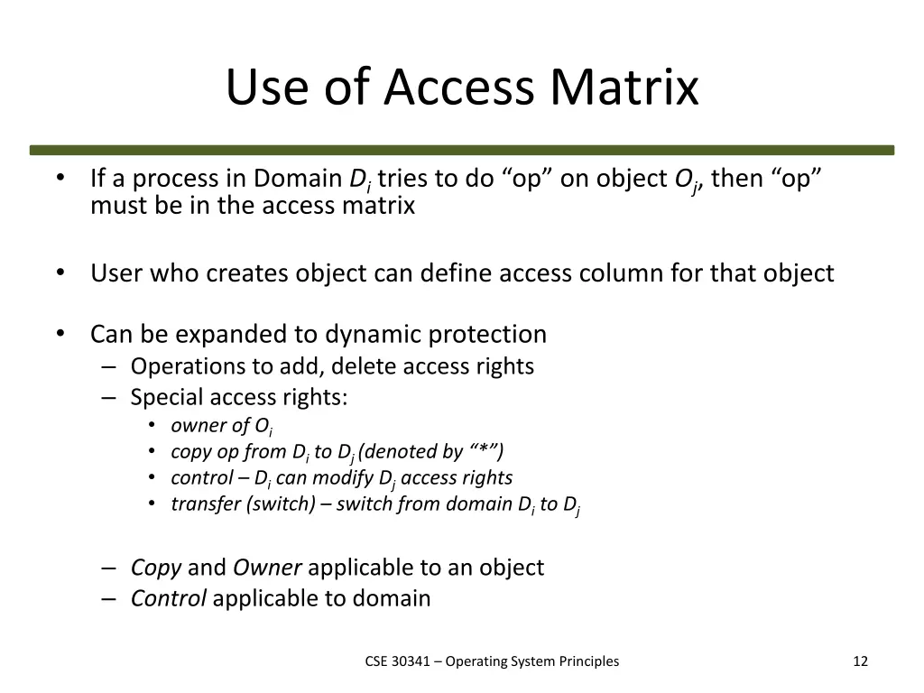 use of access matrix