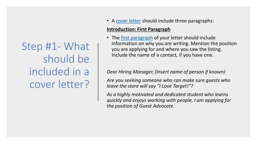 a cover letter should include three paragraphs