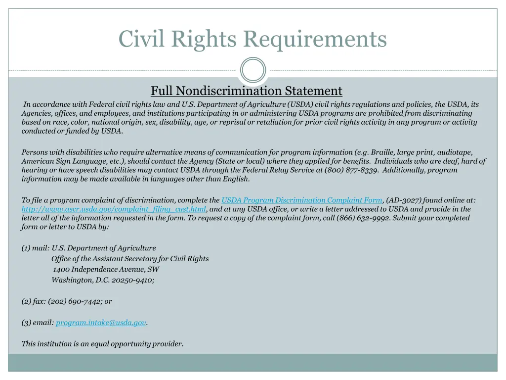 civil rights requirements 2