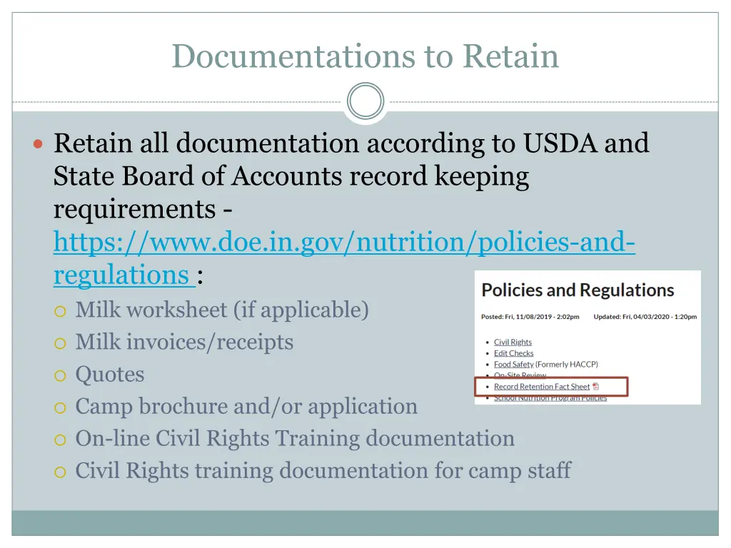 documentations to retain