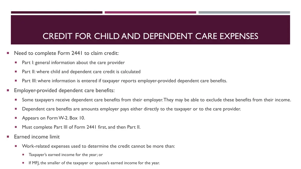 credit for child and dependent care expenses 2