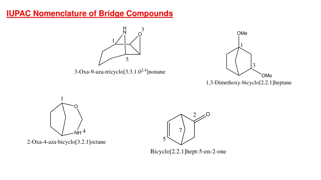 iupac nomenclature of bridge compounds