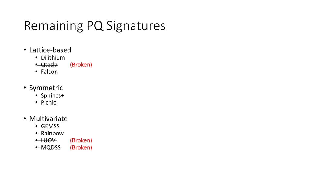 remaining pq signatures 1