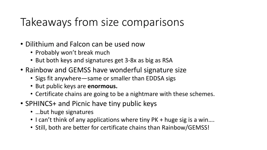 takeaways from size comparisons