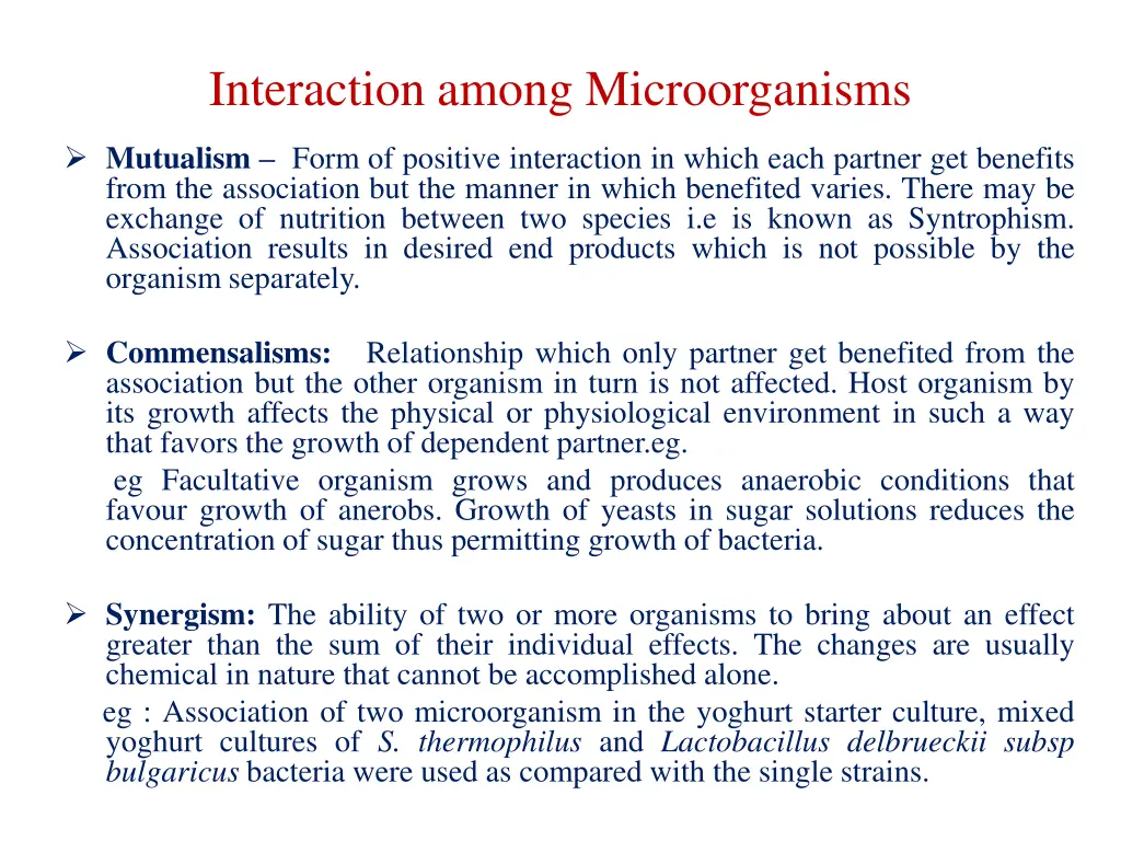 interaction among microorganisms