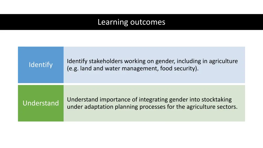 learning outcomes