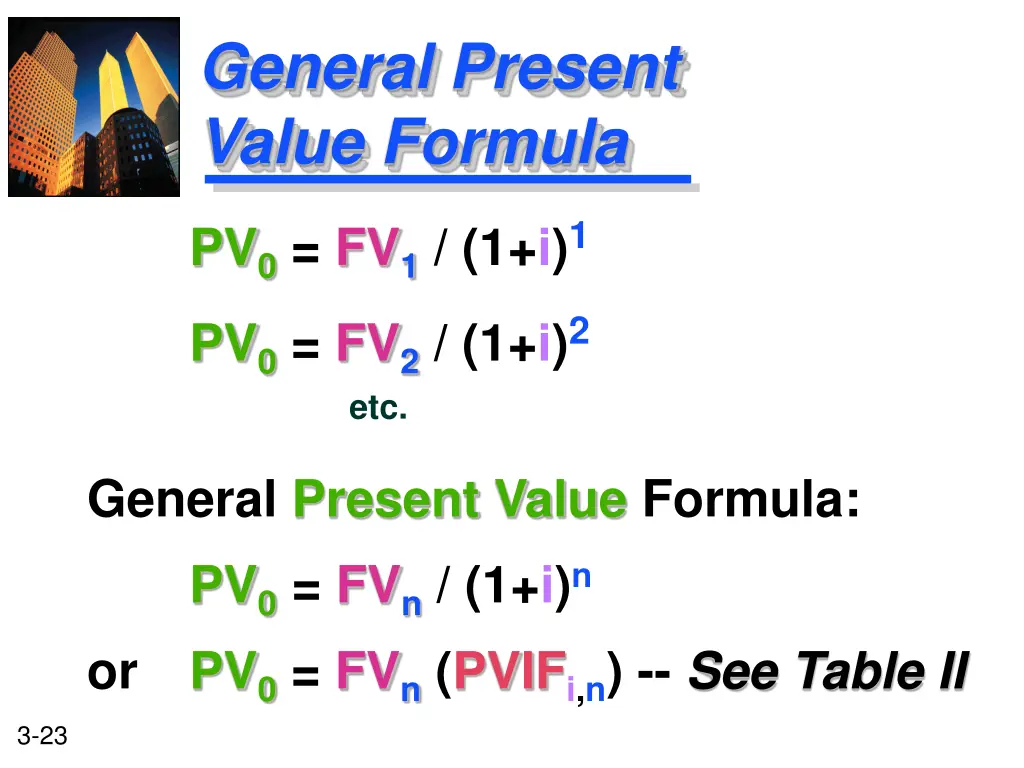 general present value formula