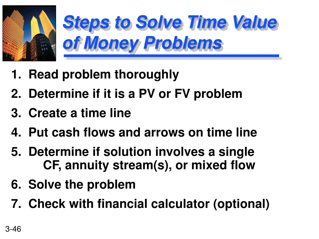 steps to solve time value of money problems