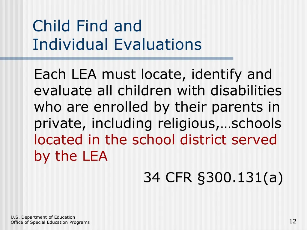 child find and individual evaluations