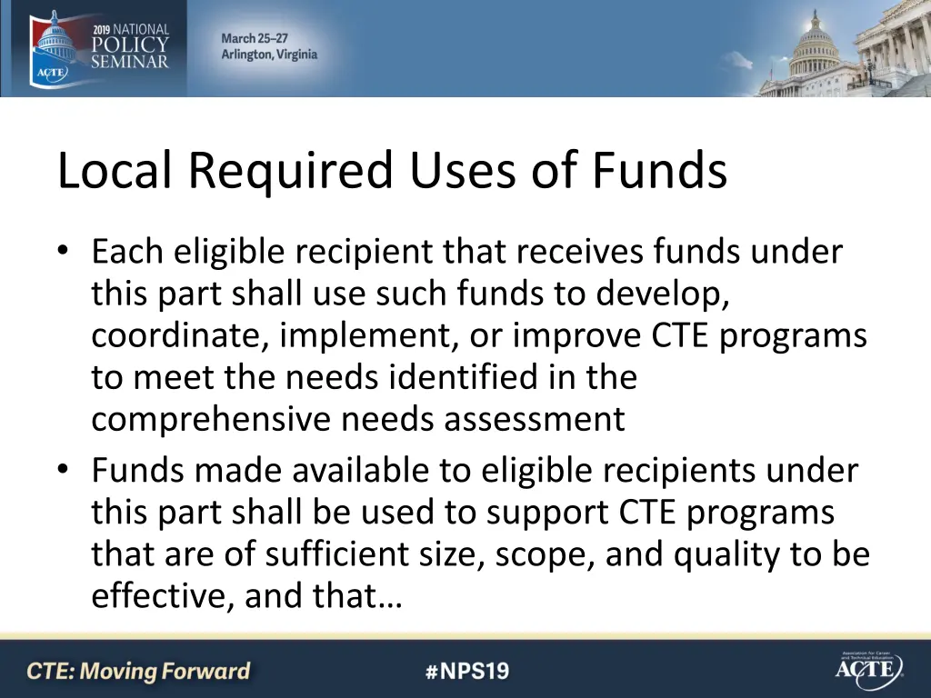 local required uses of funds