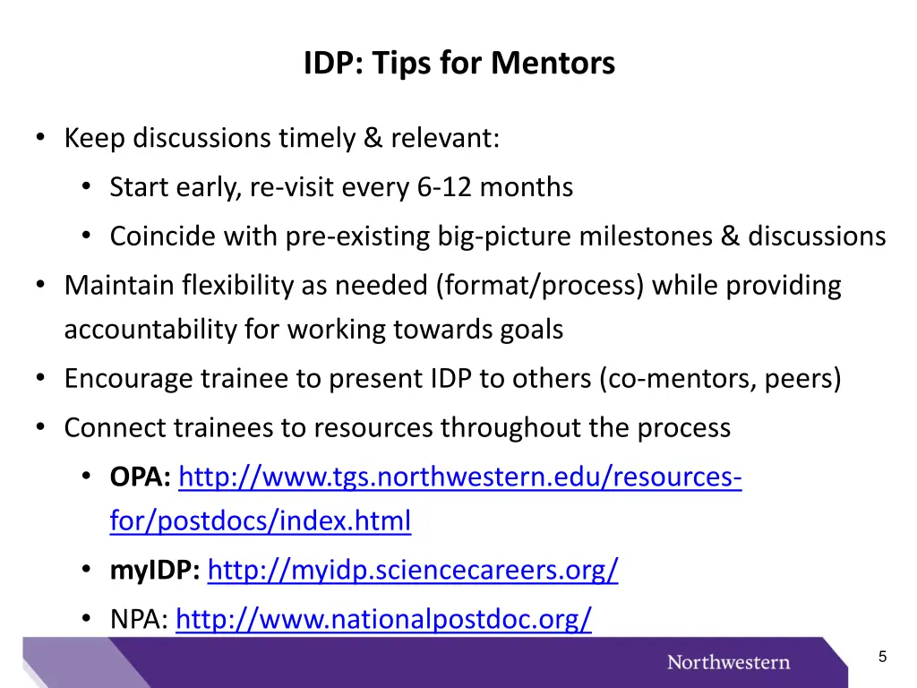 idp tips for mentors