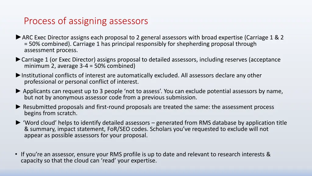 process of assigning assessors