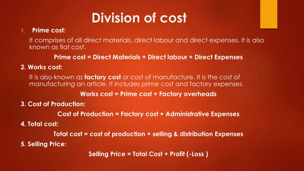 division of cost