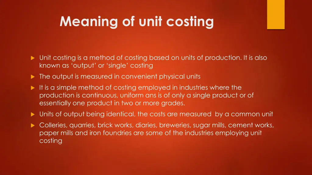 meaning of unit costing