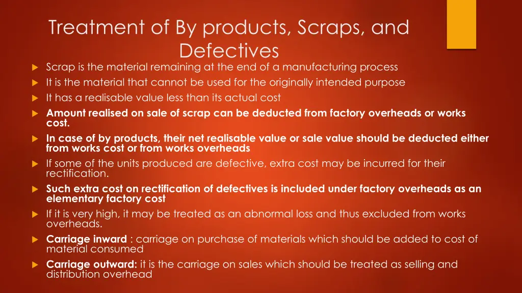 treatment of by products scraps and defectives