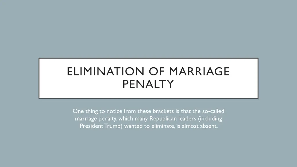 elimination of marriage penalty