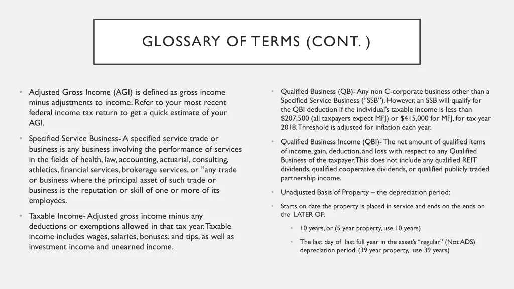 glossary of terms cont