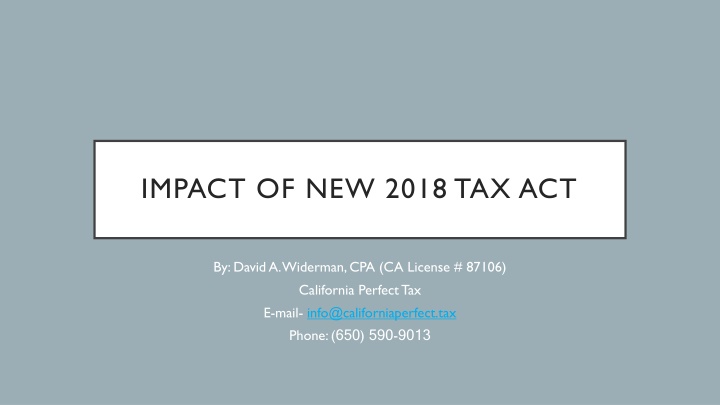 impact of new 2018 tax act