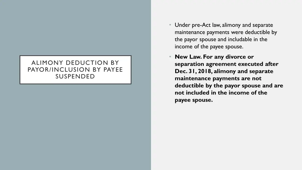 under pre act law alimony and separate