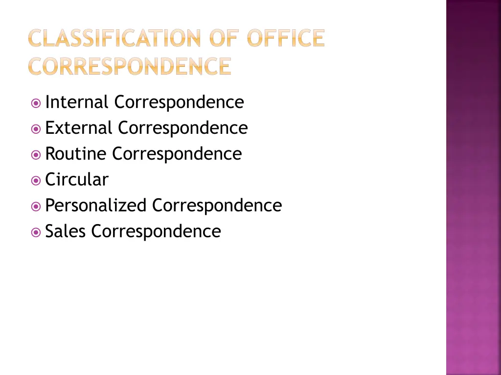 classification of office correspondence