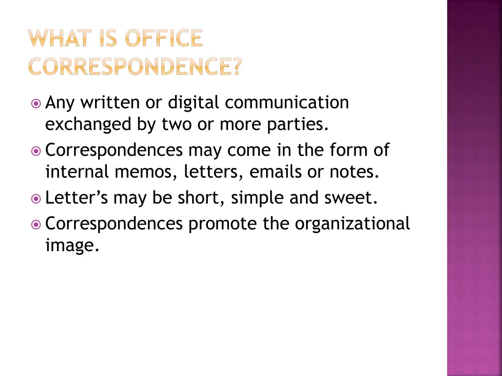 what is office correspondence