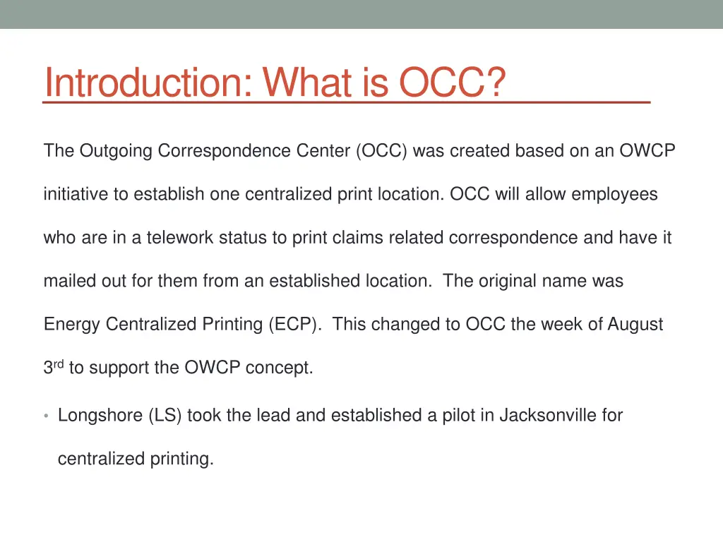 introduction what is occ